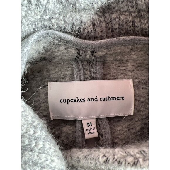 Cupcakes and Cashmere Wool Blend Medium Knit Full Zip Moto Jacket Womens Gray - Picture 2 of 11